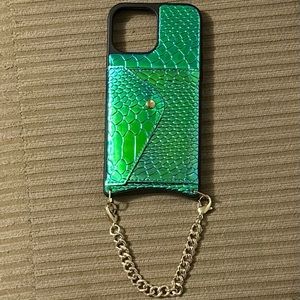 Bandolier “Ariel” Iridescent Blue Green/Gold for iPhone 13 Pro Max.